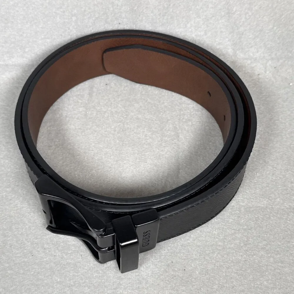 Guess Reversible Belt Black Brown Mens Sz L 38-40 Faux Leather 1 3/8